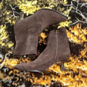 Amazon Brown Heeled Boots Suede Ankle